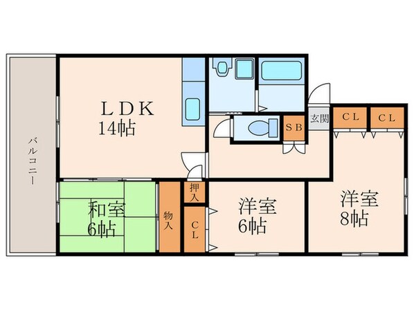 エルスール湯川参番館の物件間取画像